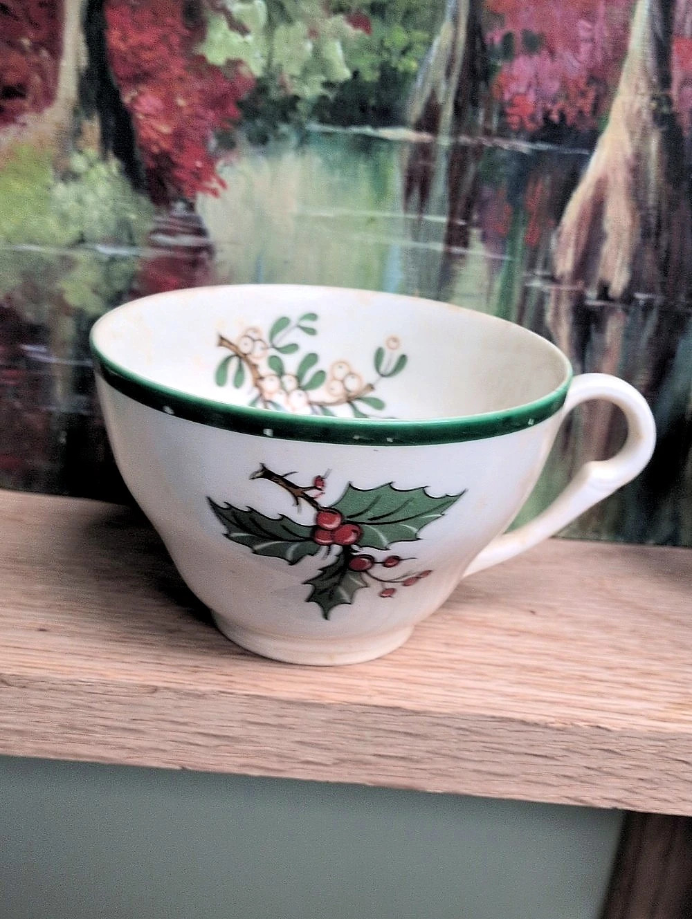 Plummer Ltd Christmas Tree Holly Tea Cup, White & Green